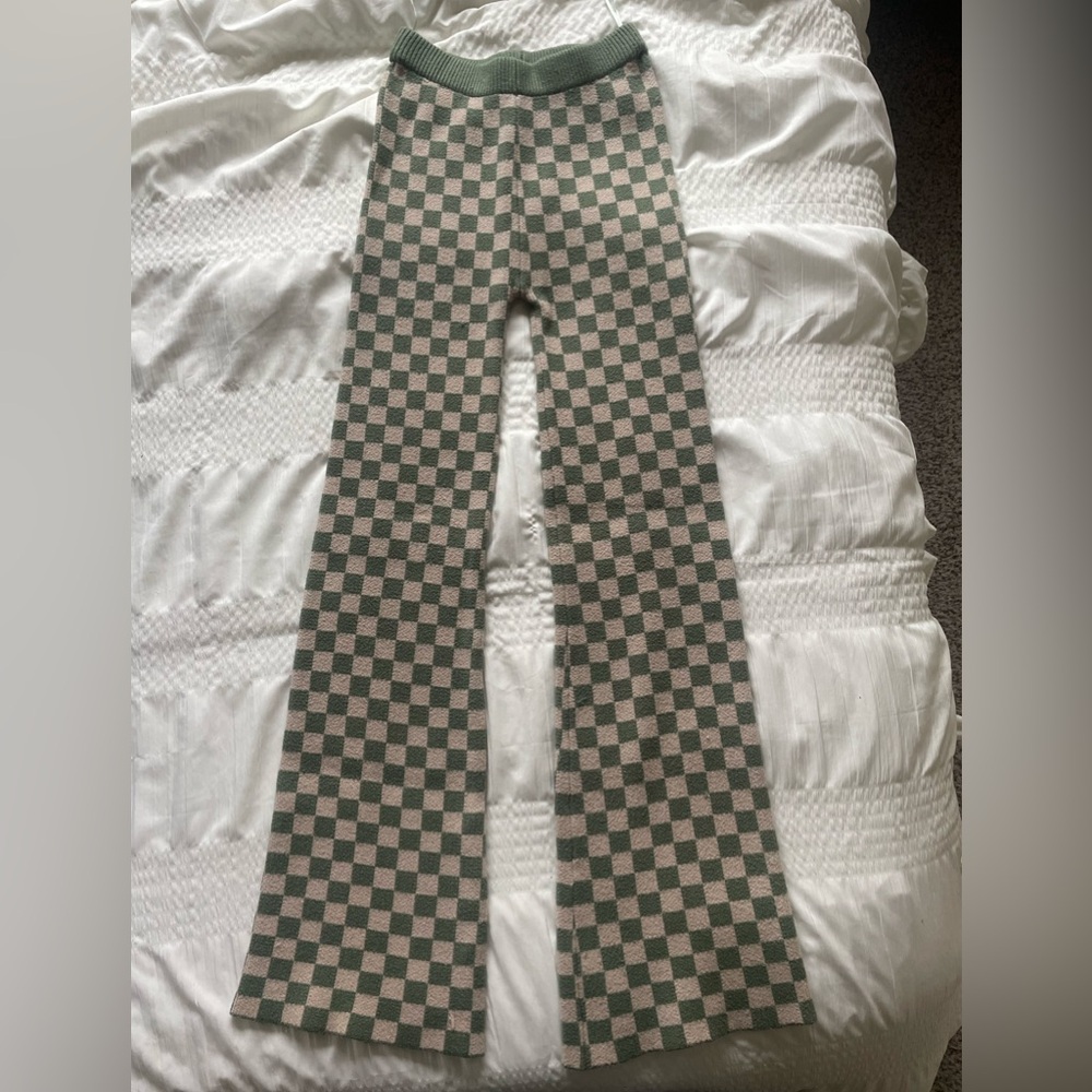 Checkered flare pants
